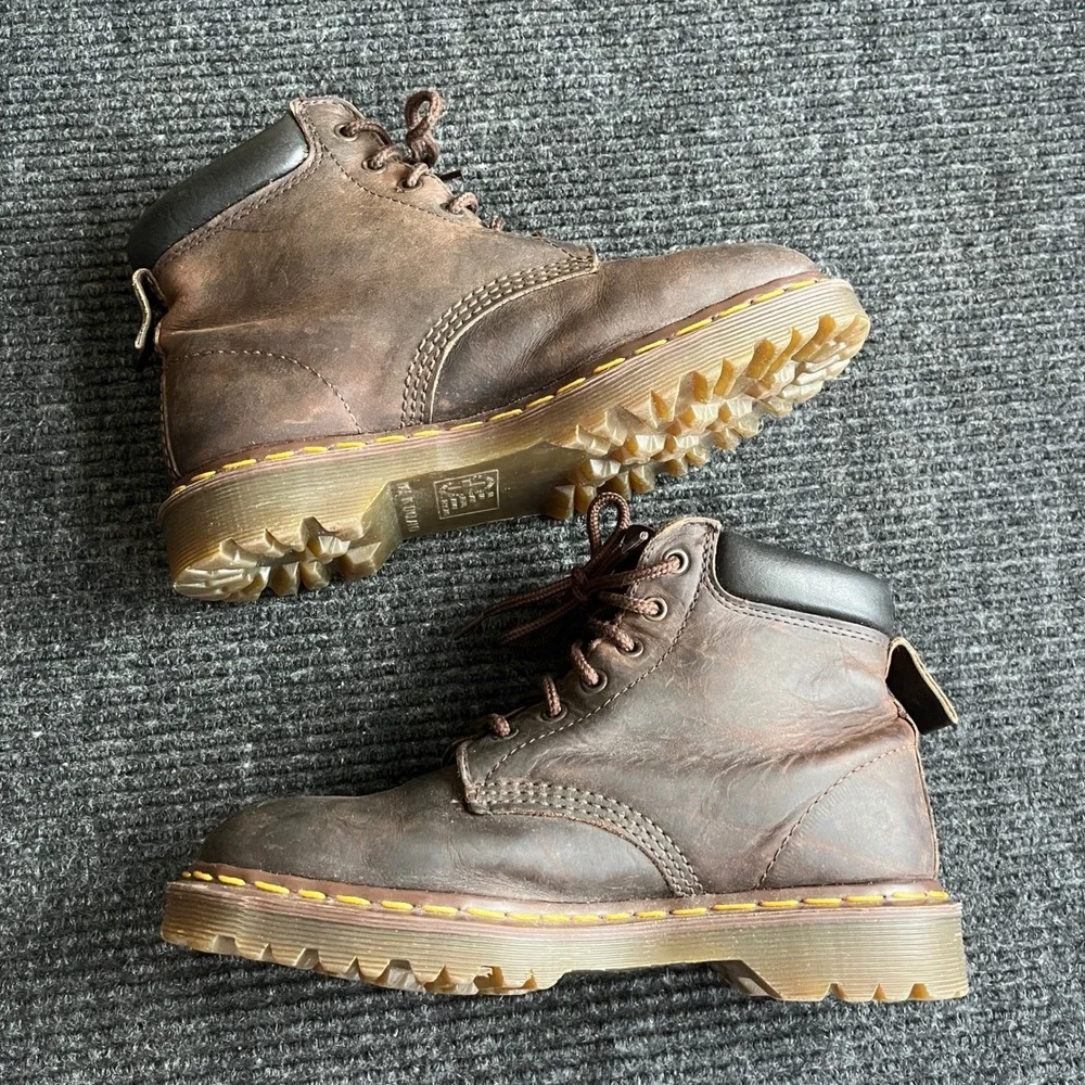 Doc Martens 939 Boots Men 7 Women 8 Brown Leather Made in England Vintage 90s Dr